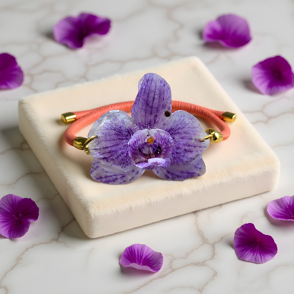 #384 HAND CRAFTED Hairclip Handcrafted Handmade Orchid  Purpke Orange